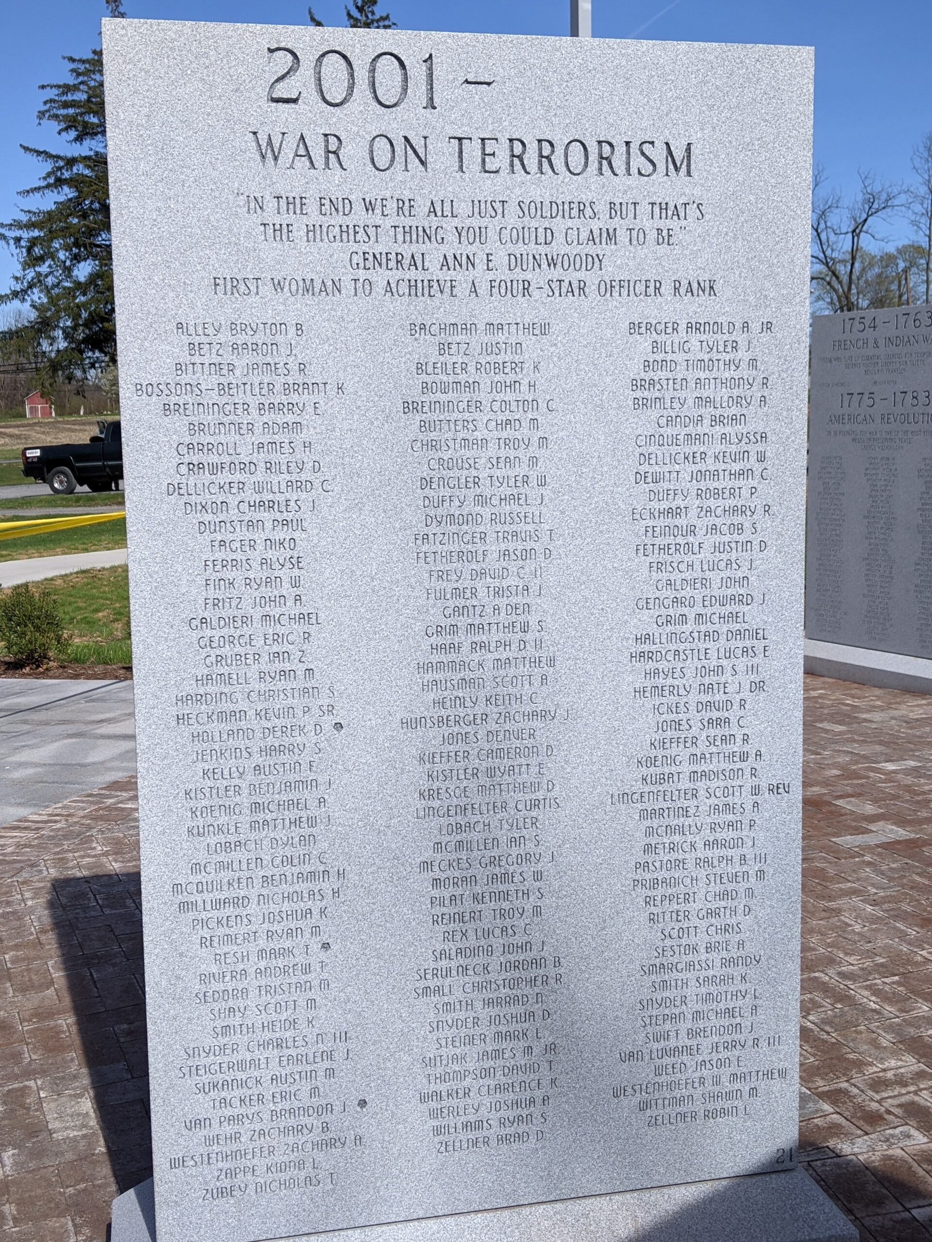 The 2001 War on Terrorism plaque