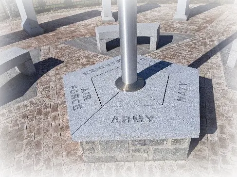 Monument base with military branches.